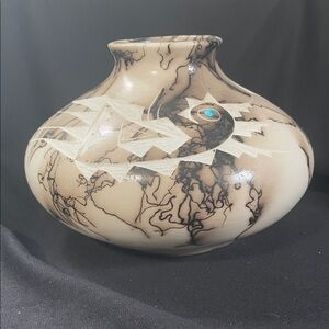 Elegant Cream and Black Artistic Vase